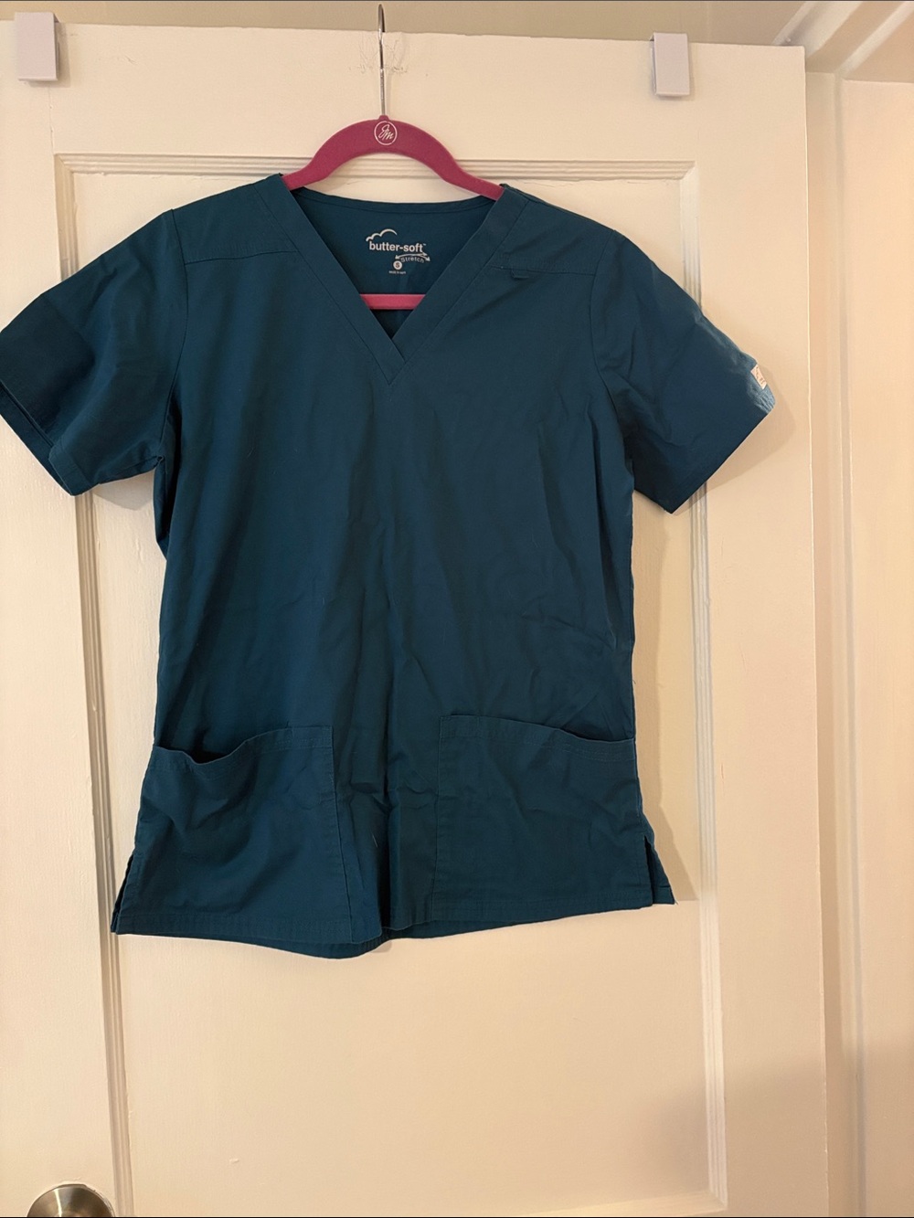 ButterSoft V-Neck Scrub Top in Teal Blue